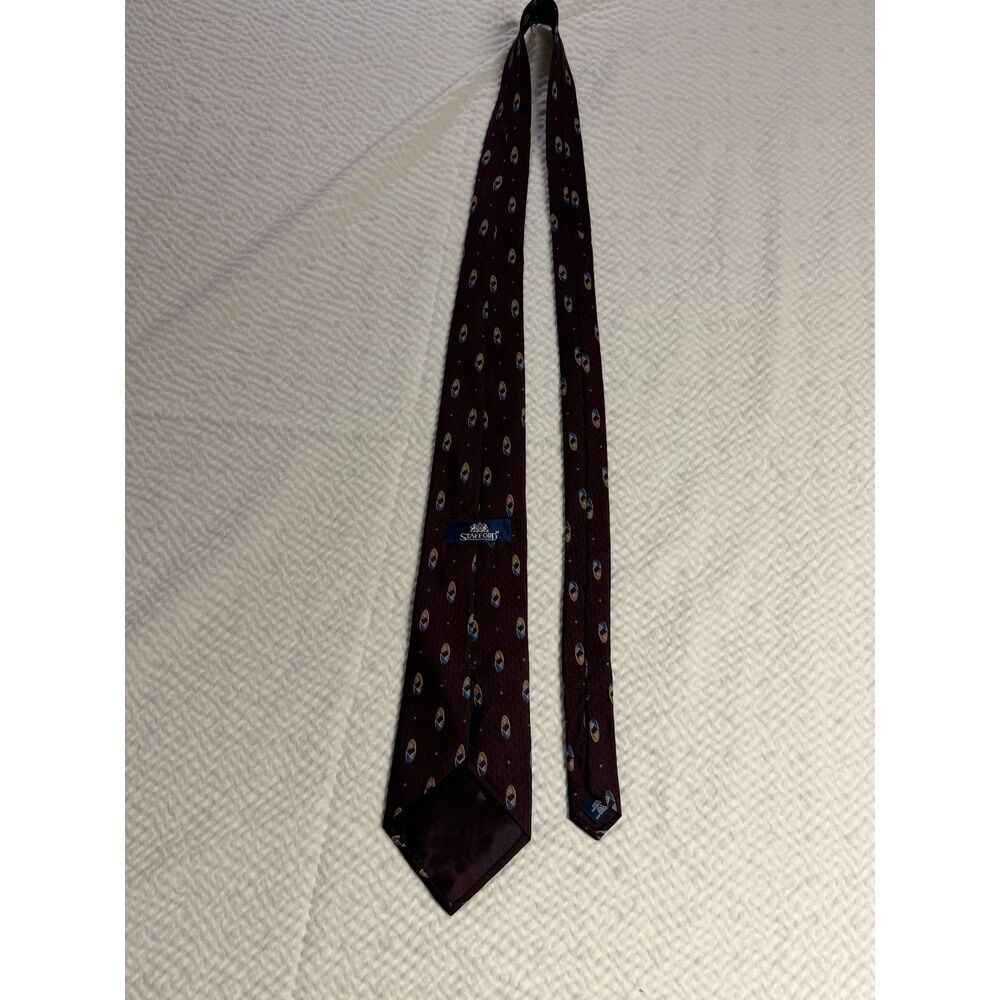 Stafford Men's Tie Silk Burgundy Blue Gray Drop Pattern